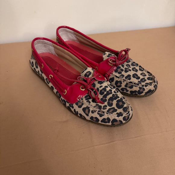 SPERRY Top Sider 9775297 Red Leopard Print Slip On Boat Shoe Women Size 7.5 - Picture 8 of 8
